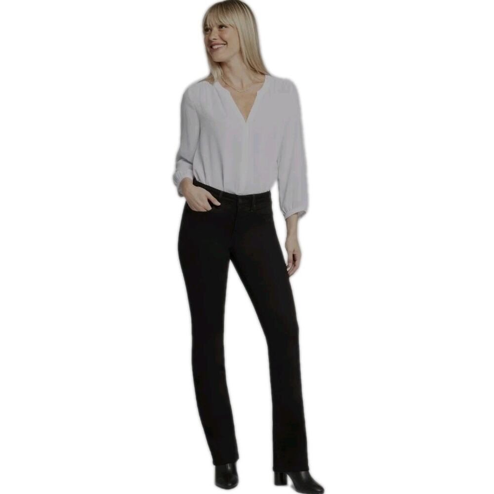 NYDJ Barbara Bootcut Jeans Black Size 8 Lift Tuck Technology Stretch Slimming